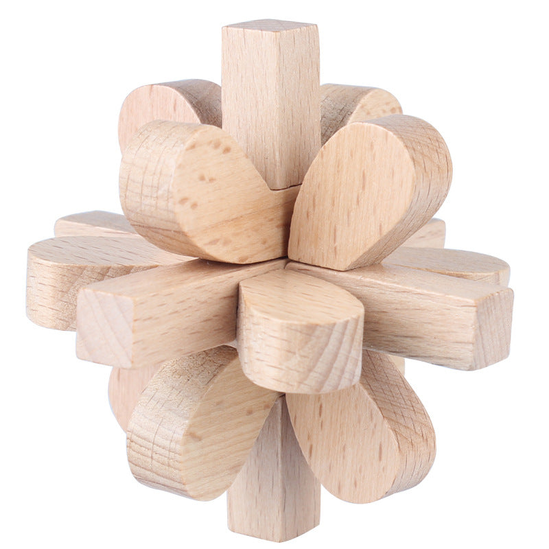 Wisdom Wheel Large Beech Kongming Lock Children's Educational Toys for Adults and Students Decompression Burning Brain Disassembly and Reassembly Luban Lock