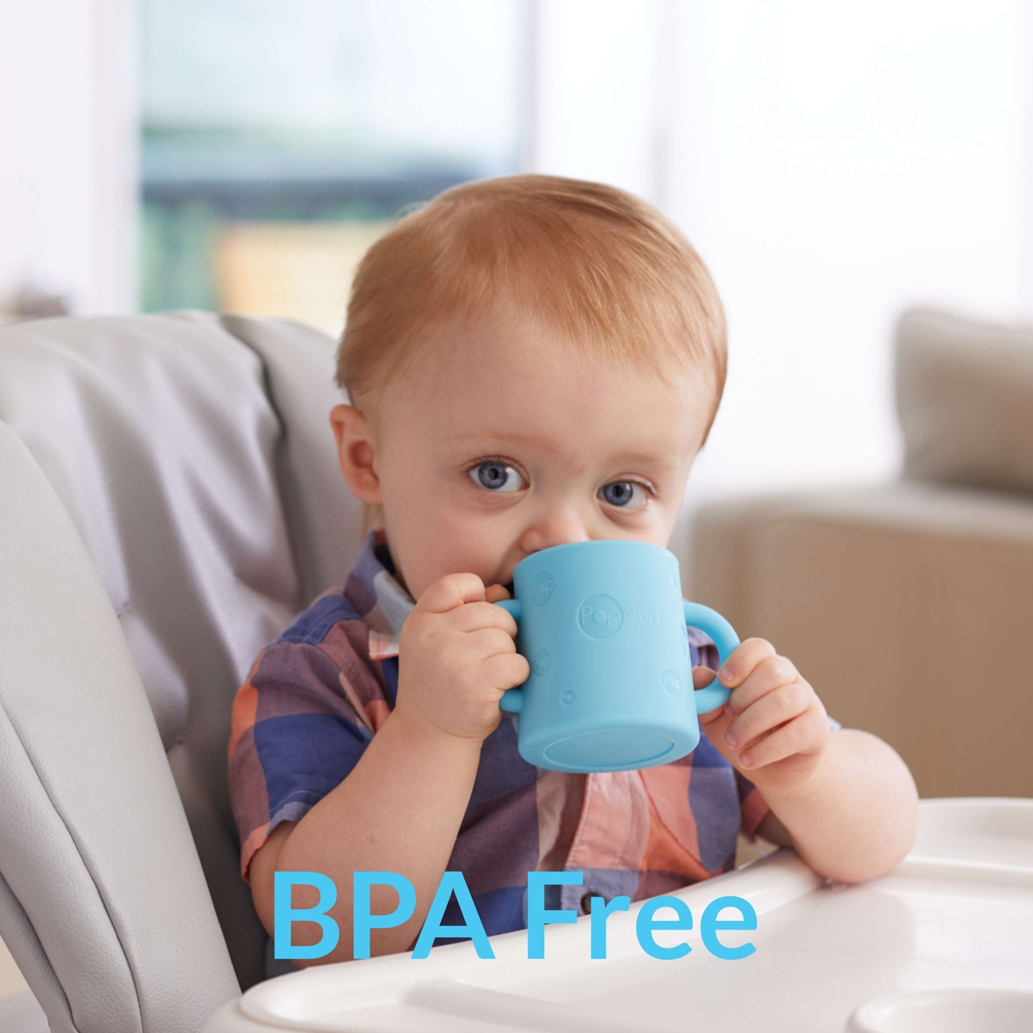PopYum Silicone Training Cup 2-Pack for Baby and Toddler, handles, BPA Free, self feeding training, tumbler (orchid pink and sky blue)
