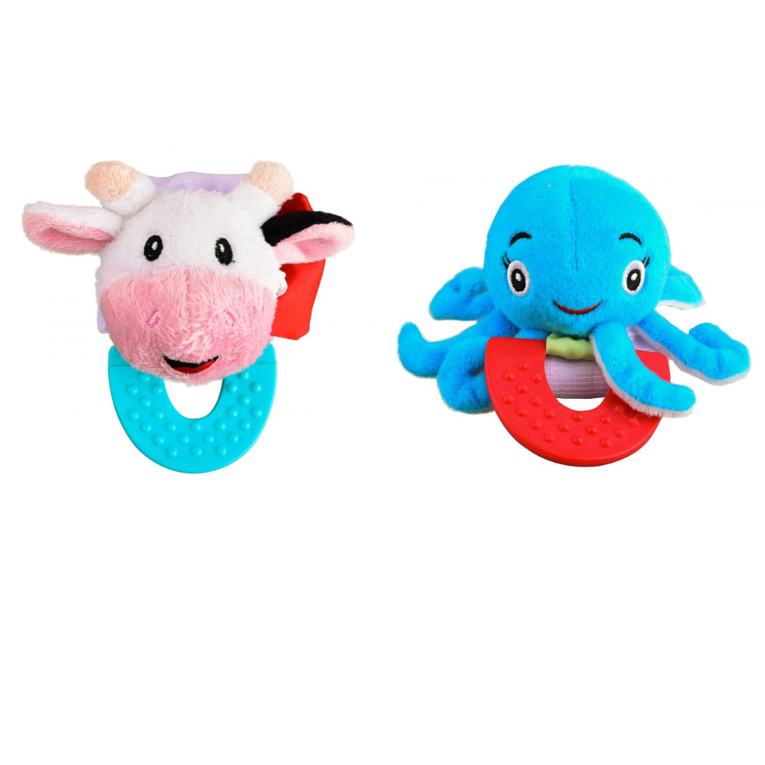 Cow and Octopus Combo Teethers for Babies | Wristy Buddy Pack of 2