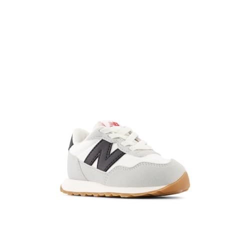 New Balance Kids 237 Bungee Sneaker, White/Black, 3 M Infant (0-12 Months)