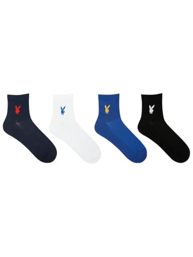 Balenzia MenS Playboy High Ankle Socks | 4Pack | Sports Socks | Free Size | Official Playboy Merchandise