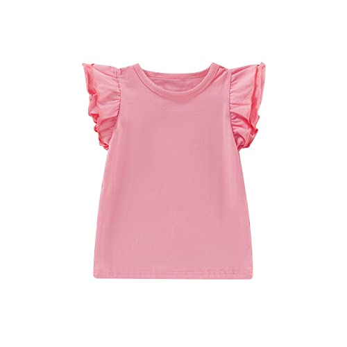 Infant Toddler Baby Girl Top Basic Plain Ruffle T-Shirt Blouse Casual Clothes (0-6 Months, Pink)