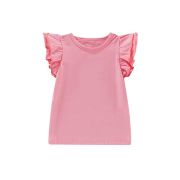 Infant Toddler Baby Girl Top Basic Plain Ruffle T-Shirt Blouse Casual Clothes (0-6 Months, Pink)