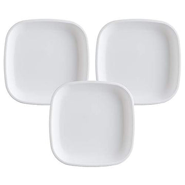 Re-Play Made in USA 7 Toddler Plates, Set of 3 Without Lid - 22 Oz. Deep-Walled and Stackable Plastic Plates, Dishwasher and Mic