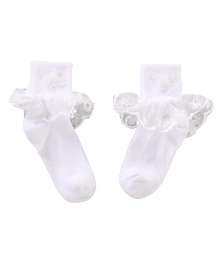 Sunshine Enterprises Supersocks Ankle Length Frilled Socks (White)  Medium