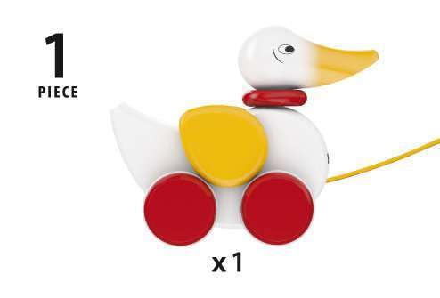 BRIO Infant & Toddler 30323 - Pull Along Duck Wood Baby Toy | Flapping Wings | Engaging Motor Skill Development | Certified Sust