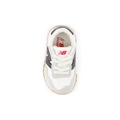 New Balance Kids 237 Bungee Sneaker, White/Black, 2 W Infant (0-12 Months)