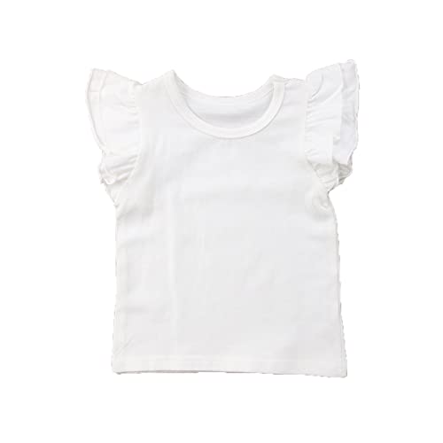 Infant Toddler Baby Girl Top Basic Plain Ruffle T-Shirt Blouse Casual Clothes (4-5 Years, White)