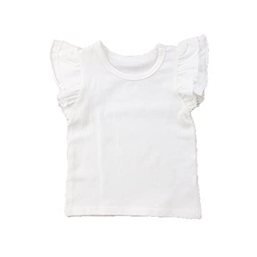 Infant Toddler Baby Girl Top Basic Plain Ruffle T-Shirt Blouse Casual Clothes (4-5 Years, White)