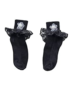 Sunshine Enterprises Mustang Ankle Length Frilled Socks For Kids And Babies (24 Years, Black)
