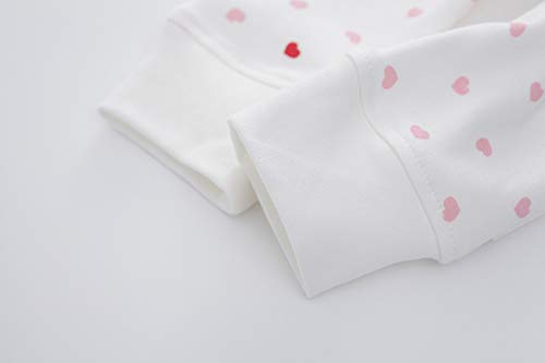 Owlivia Organic Cotton Baby Boy Girl 2 Pack Zip Up Sleep N Play, Footless, Long Sleeve (Newborn, Pink Melange+Pink Heart)