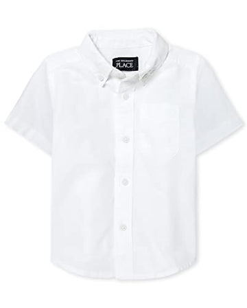 The Childrens Place Baby Boys And Toddler Boys Short Sleeve Oxford Button Down Shirt, White, 5T