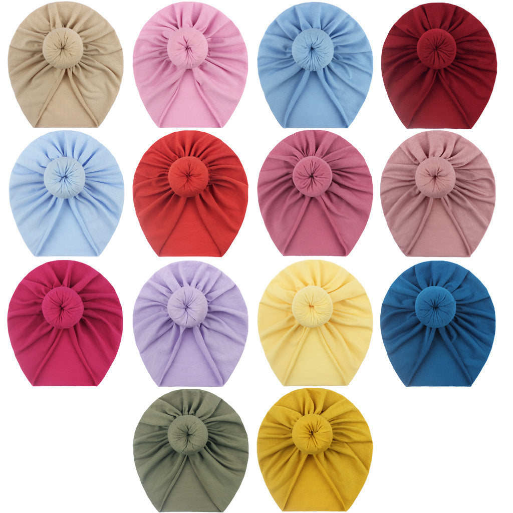 European and American New Style Baby Pullover Hat, Cute Solid Color Donut Baby Hat, Thin and Comfortable Baby Hat for All Seasons