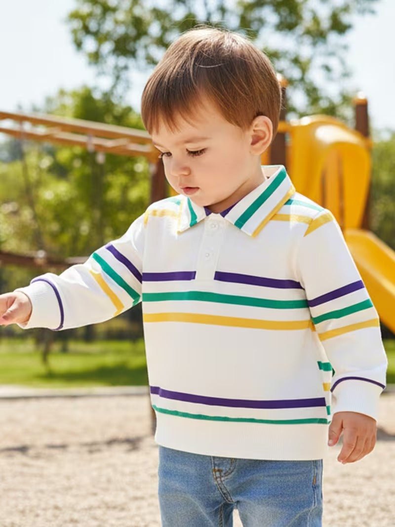 Mardi Gras Stripes Collared Shirt for Littles