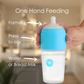 PopYum 9 oz Blue Formula Making Baby Bottle 3-Pack with Gray Drying Rack Bundle