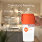 PopYum 9 oz Orange Formula Making Baby Bottle 3-Pk with White Drying Rack & Clear Drying Mat Bundle