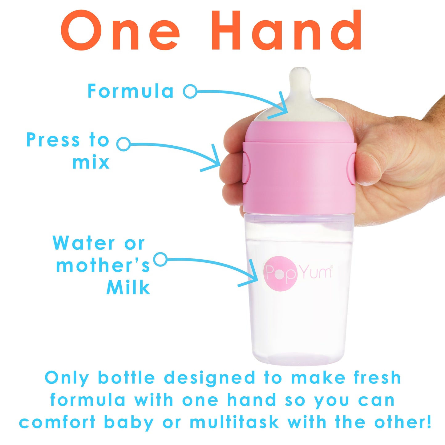 PopYum Pink 10 Piece Bundle: Bottle Set + 3 Nipple 2-Packs
