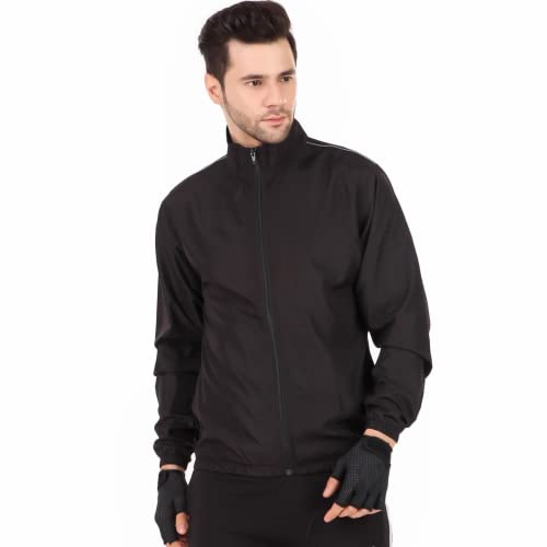 Just Junkies MenS Polyester Black Solid Windcheater Lightweight Standard Length Jacket For Bikers, Cycling, Trekking (Xl), XLa