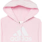 Adidas Baby Girls Long Sleeve Hooded Coverall, Clear Pink, 18 Months