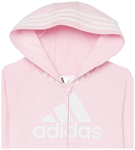 Adidas Baby Girls Long Sleeve Full-Zip Hooded Onesie Jumpsuit Hoodie, Clear Pink, 12 Months