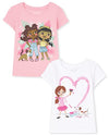 The Children'S Place Baby Toddler Girls Short Sleeve Graphic T-Shirt 2-Pack, Girl & Dog/Girls & Cat, 18-24 Months