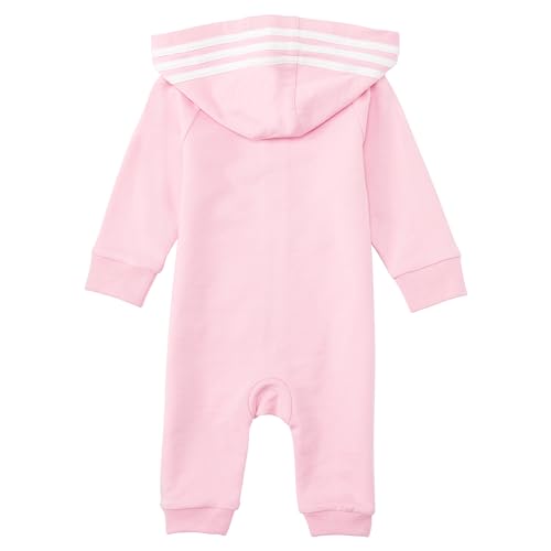 Adidas Baby Girls Long Sleeve Hooded Coverall, Clear Pink, 18 Months