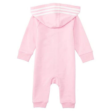 Adidas Baby Girls Long Sleeve Hooded Coverall, Clear Pink, 18 Months