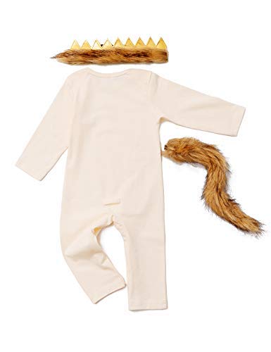 Baby Boys 1St Birthday Outfit Baby First Birthday Clothes Boy Where The Wild Things Are Romper (Beige-02,12-18 Months)
