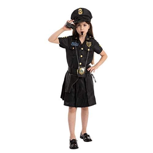 Spooktacular Creations Police Officer Girl Cop Costume Outfit Set For Halloween Dress Up Party, Role-Playing, Carnival Cosplay,