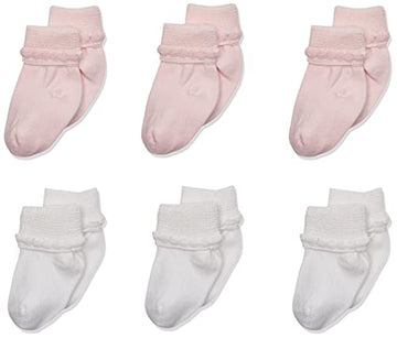 Jefferies Socks Unisex-Baby Newborn Bubble Stitch Rock-A-Bye Bootie 6 Pair Pack, Pink/White, Newborn