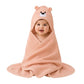 Babyholic Super Soft Hooded Baby Wrapping Blanket with Bear Face Hood, Cozy Bath Wrap for Newborn Boys & Girls, Peach