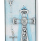 Pewter Baby Boy Cross Crib Medal & Rosary Set, Childrens Rosary