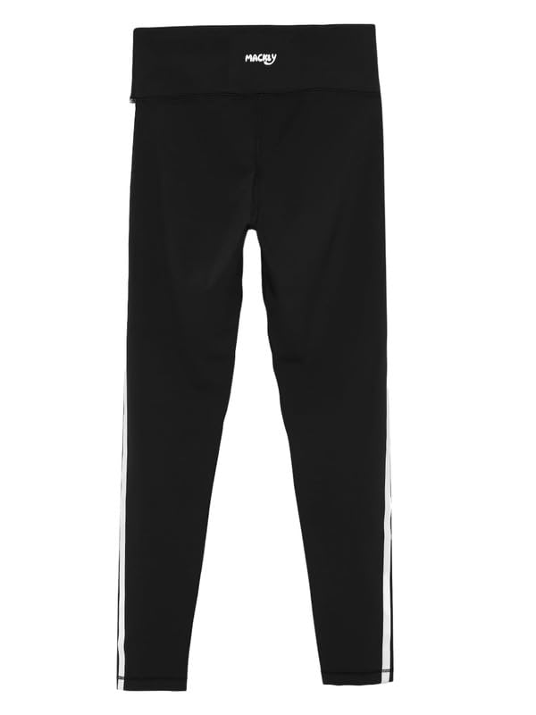mackly Girls Mid Rise Solid Sports Tights | Comfortable, Stretchable Activewear for Sports, Workouts & Casual Wear Black