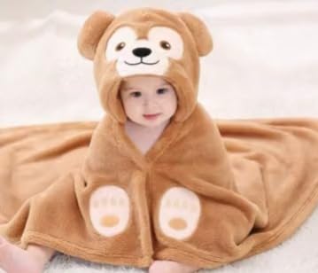 ZENVIBE Creations Baby Hooded Blanket Wrap, Bear Design, Soft Fleece