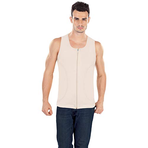 Dermawear Men ZenrikG Gynaecomastia Shapewear Vest For Chest And Abdomen (Cream, Large)