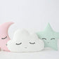 The Purple Tree Cute Cloud Moon Star Cot Cushion With Crown (Pack Of 3, 16X16 Inch, Velvet) Kids Cushion, Soft Toy, Soft Plush P