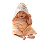 Baby Inn 100% Soft Cotton Babys Printed Hooded Towel  Peach (Pack of 1), Pea
