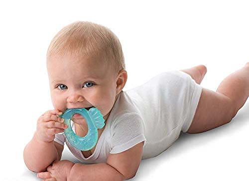 Nuby Silicone TeeThe-EEZ Teether with Bristles, Includes Hygienic Case, Aqua (Count of 2)