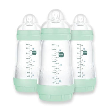 Mam Easy Start Anti-Colic Bottle 9 Oz (3-Count), Baby Essentials, Medium Flow Bottles With Silicone Nipple, Baby Bottles For Bab