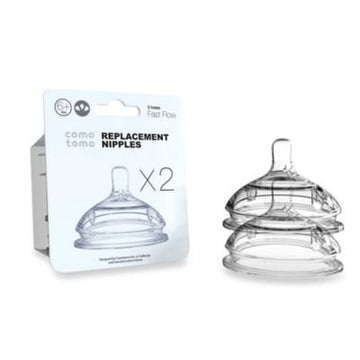 Comotomo Replacement Nipples In Fast Flow For Ages 6 Months (2-Pack)