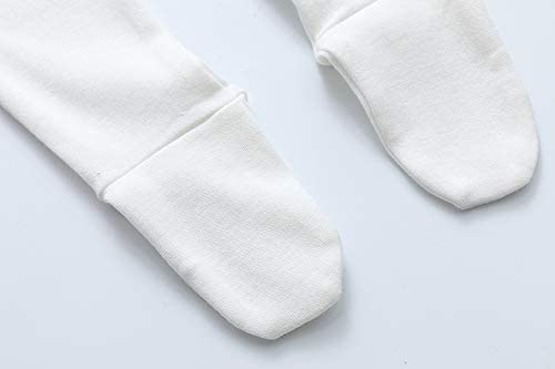 Owlivia 100% Organic Cotton Baby Boy Girl 2-Pack Footed Pants Wiggle Pants Jogging Pants(White & Grey Melange, 0-3 Months)