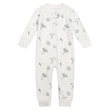 Owlivia Organic Cotton Baby Boy Girl Zip Up Sleep N Play, Footless, Long Sleeve(0-3 Months, Mushroom)