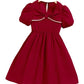 Girls ALine Dress With Short Sleeves Maroon