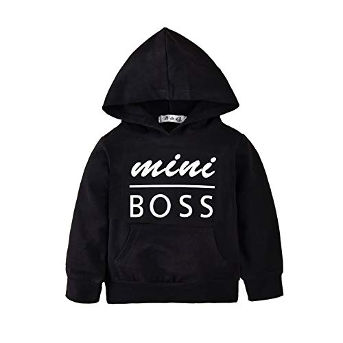 Aalizzwell Toddler Baby Long Sleeve Hooded Sweatshirt Pocket Pullover Hoodies For Boys Girls (Black-1, 4T)