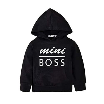 Aalizzwell Toddler Baby Long Sleeve Hooded Sweatshirt Pocket Pullover Hoodies For Boys Girls (Black-1, 4T)
