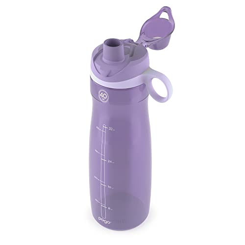Pogo Plastic Water Bottle With Soft Straw Lid And Carry Handle, Bpa Free, Dishwasher Safe, 40 Oz, Lilac