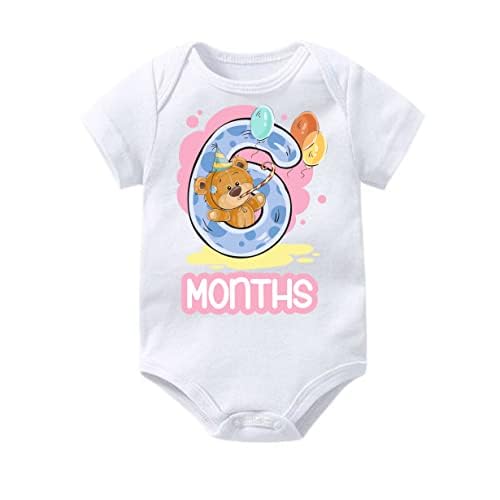 Lillypupp Monthly Birthday Milestone Newborn Baby Unisex Organic Cotton Romper For Boy Girl. Infant Clothing Gift Romper 6 Month