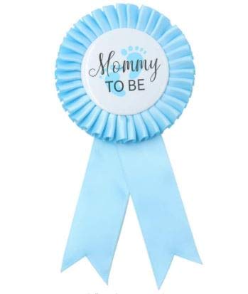 Coolerthingsdg, Mom To Be Tinplate Badge Pin - Baby Shower Button New Mom Gifts Gender Reveals Party Baby Boy Blue Rosette Butto