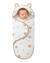VANSPIRA Newborn Swaddling Blanket, Muslin Cotton Wrap with BearEar Hood, Soft Breathable Infant Swaddle Wrap for Comfort and D