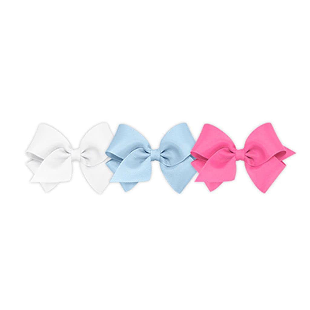 Wee Ones Girls' 3 Classic Grosgrain Hair Bows, Small, Assorted